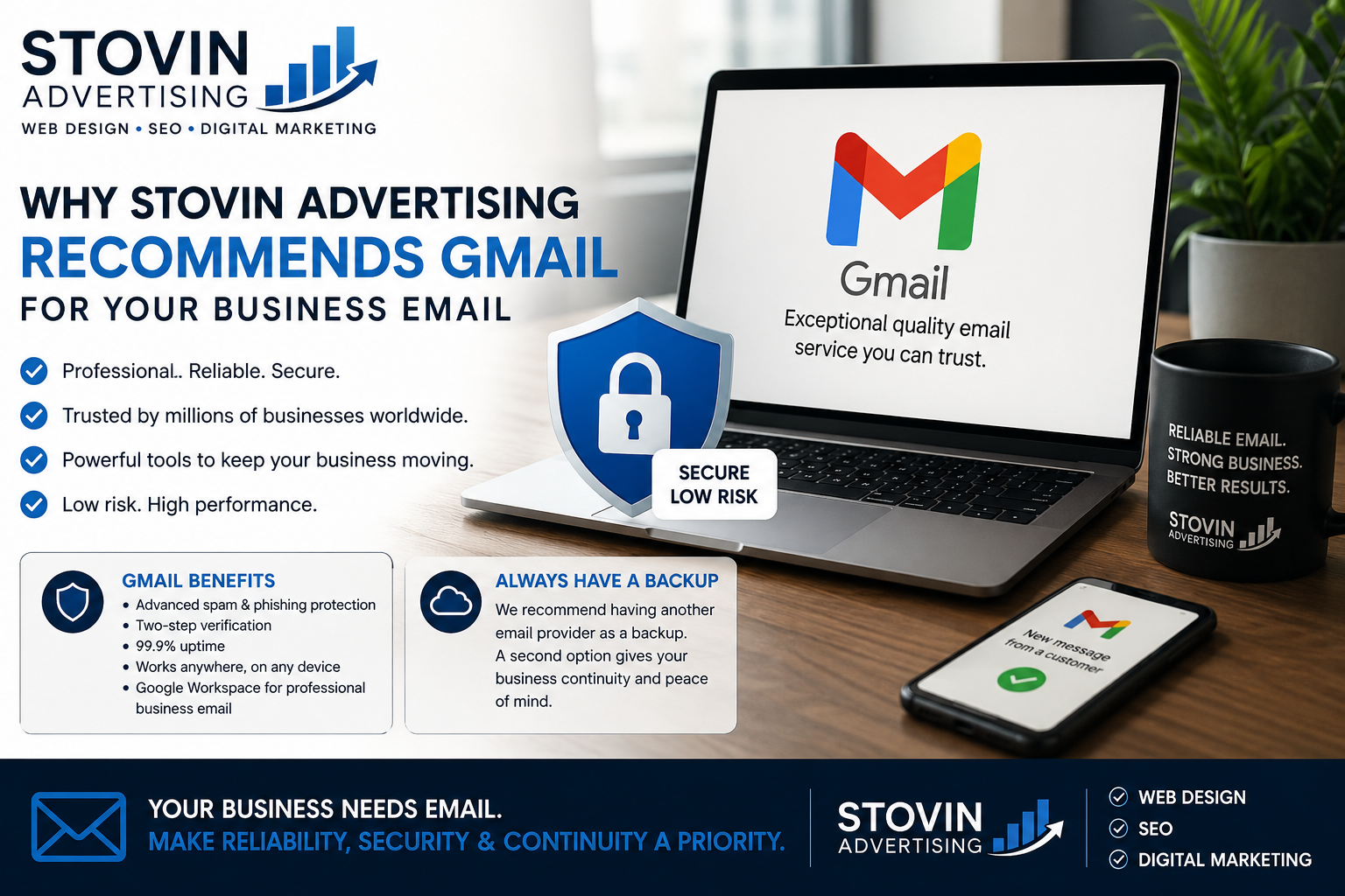 Why Stovin Advertising Recommends Gmail for Small-Business Email